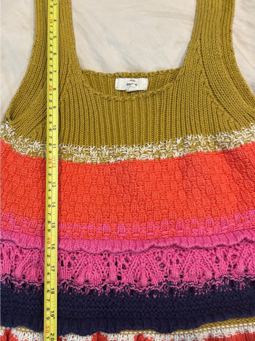 Entro Mustard pink & White Crochet Tank Top size large - Picture 5 of 6